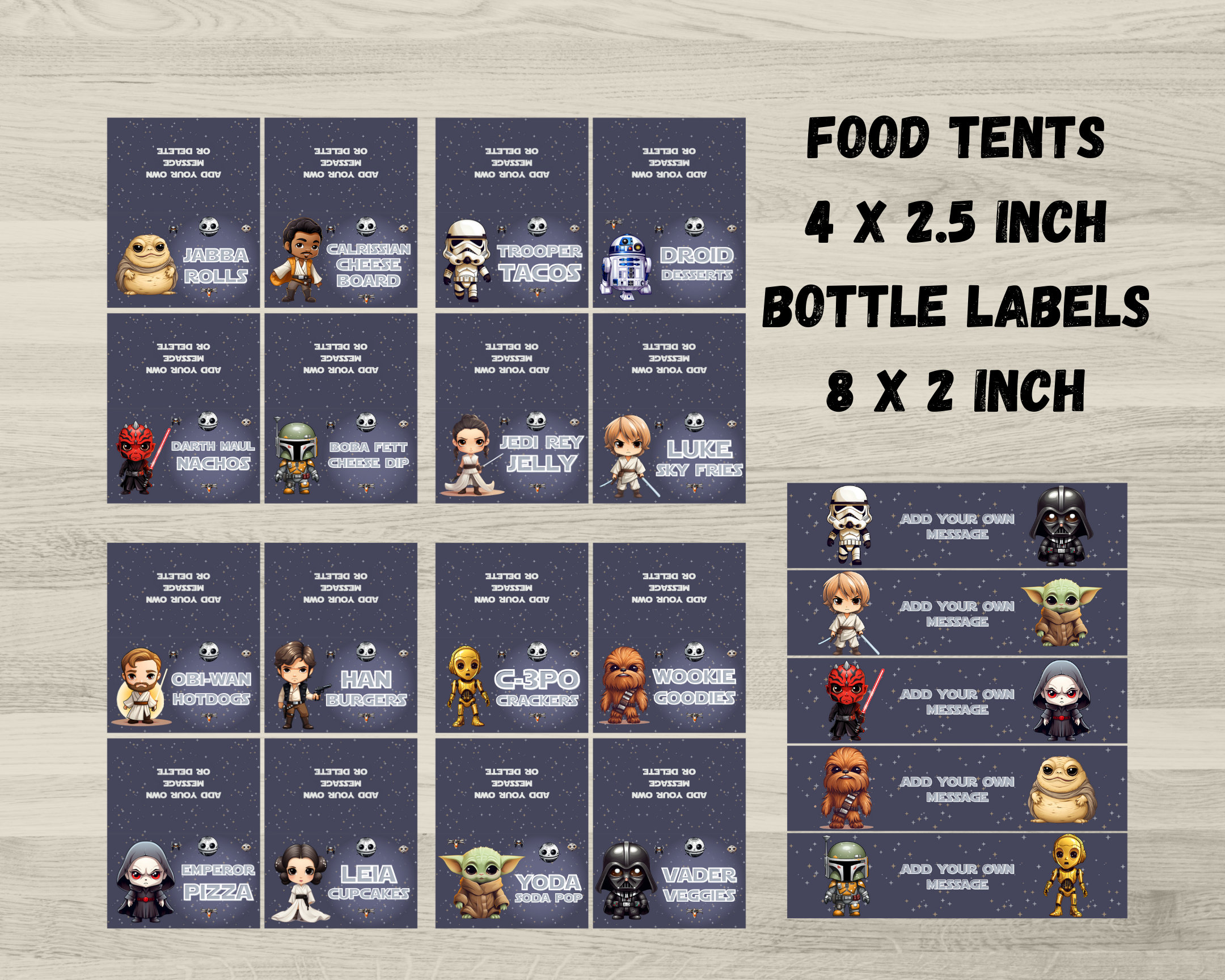Editable Star Wars Tent Labels, Star Wars Bottle Labels, Star Wars ...