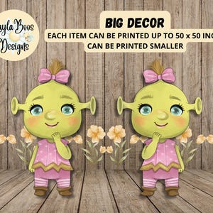 Recorte de decoración grande de cuento de hadas, recorte de bebé Shrek, archivos digitales instantáneos, decoración de Shrek, decoración de cuento de hadas, decoración grande de Shrek, Shrek PNG