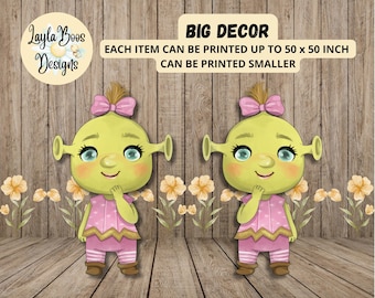 Shrek Baby Cutout: Decorazione grande da favola (file digitali)