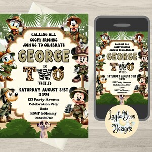 Two Wild Mickey Mouse Safari Invitation: 2nd Birthday (Digital Download)