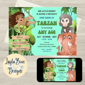 Tarzan Birthday Invitation: Jungle Theme, Any Age (Digital)