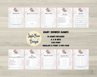 Minnie Mouse Baby Shower Games: Printable Templates (Digital Download)