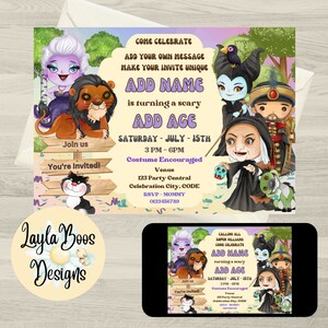 Villains Birthday Invitation: Halloween Costume Party Invite (Digital Template)