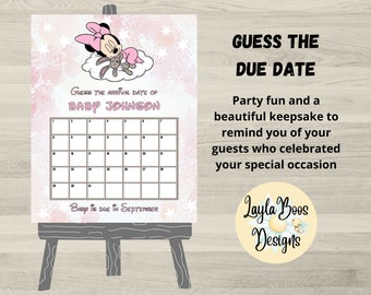Juego de Minnie Mouse para baby shower: Adivina la fecha de parto (Descarga digital)