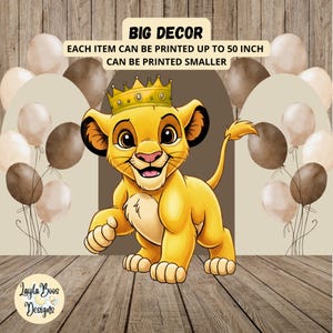 Recorte do Simba, Decoração Grande do Rei Leão, Adereço de Mesa Imprimível (Download Digital)