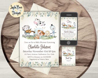 Hey Diddle Diddle Baby Shower Invitation: Nursery Rhyme, Cow, Moon, Dish, Spoon (Digital Download)