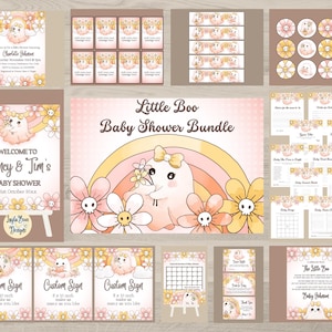 Girls Groovy Retro Ghost Baby Shower Bundle, Boho Baby Shower Bundle, Girls Ghost Baby Shower Bundle,  Girls Little Boo Baby Shower Decor