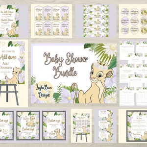 Princess Nala Baby Shower Bundle, Lilac Princess Shower Invitation Bundle, Nala Baby Shower Decor
