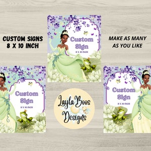 Tiana Custom Signs, Princess and Frog Custom Signs, Tiana Party Decor, Tiana Favors