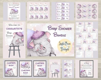 Girls Dumbo Baby Shower Invitation Bundle (Digital Templates)