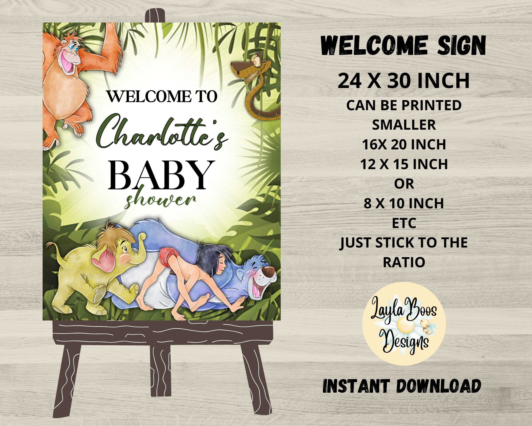 Jungle Book Baby Shower Sign, Mowgli Baby Shower