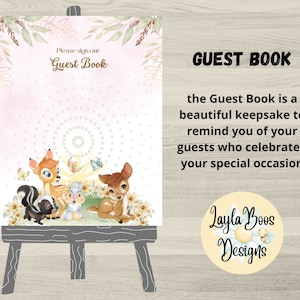 Girls Pink Bambi Guestbook: Party Decor (Digital Download)
