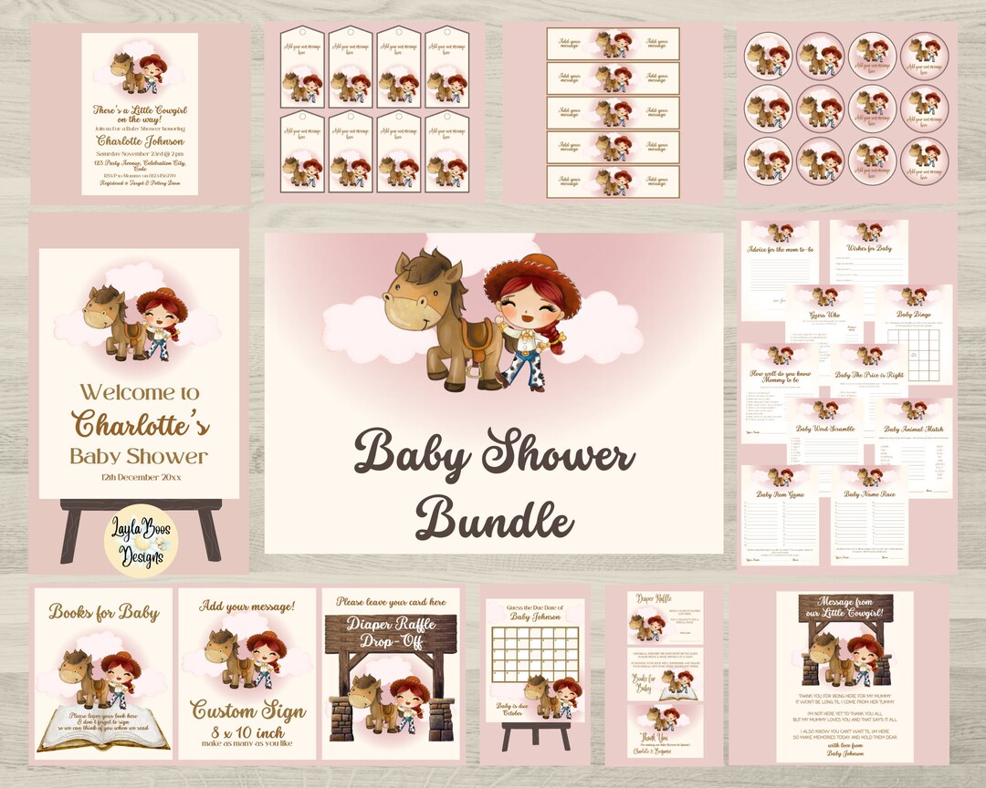 Pink Cowgirl Baby Shower Bundle (digital Download) - Etsy