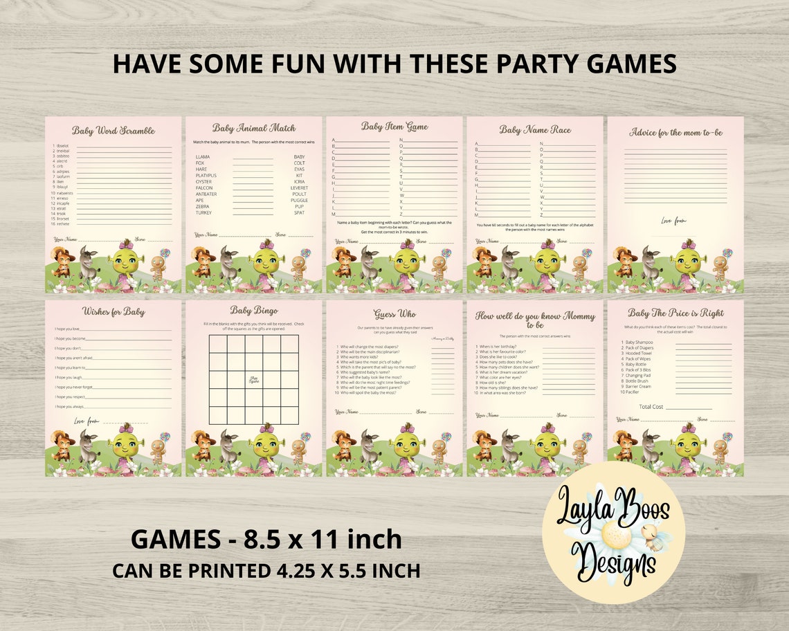 Girls Shrek Baby Shower Bundle Girls Baby Shrek Shower Etsy