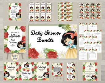 Pacchetto Baby Shower Biancaneve: Decorazione Principessa Rosa Rossa (Download Digitale)