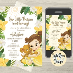 Belle Princess Baby Shower Invitation: Puppy Theme (Digital Download)