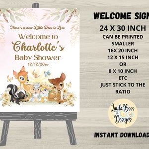Pink Bambi Baby Shower Welcome Sign (Digital Download)