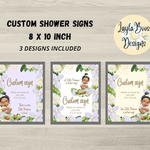 Tiana Custom Baby Shower Signs, Princess and Frog Baby Shower, Tiana Baby Shower, Custom Signs, Tiana Party Decor