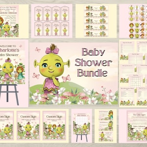 Girls Shrek Baby Shower Bundle, Girls Baby Shrek Shower Complete Bundle, Shrek Baby Shower Invitation Bundle