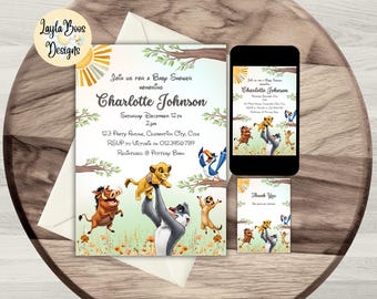 Lion King Baby Shower Invitation: Canva Template, Instant Download (Digital Template)