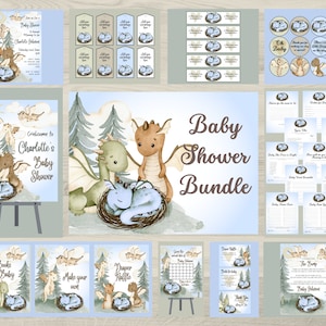 Baby Blue Dragon Baby Shower Bundle (Digital Templates)
