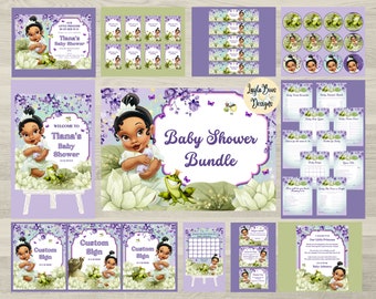 Baby Tiana Baby Shower Bundle, Princess and Frog Baby Shower Complete Bundle, Tiana Baby Shower Decor