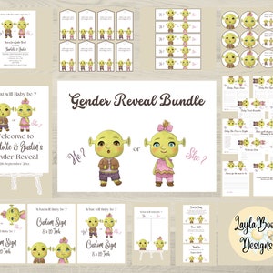 Shrek Gender Reveal Invitation Bundle (Digital Templates)