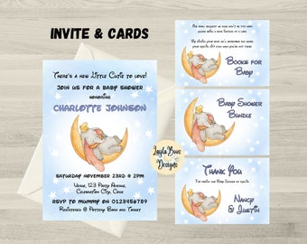 Dumbo Baby Shower Invitation & Cards Bundle (Digital Download)