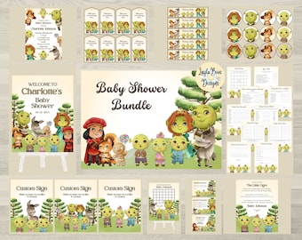 Gender Neutral Shrek Baby Shower Bundle, Baby Shrek Shower Complete Bundle, Shrek Baby Shower Invitation Bundle