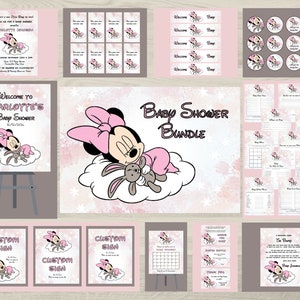 Pink Minnie Baby Shower Bundle: Editable Templates (Digital Download)