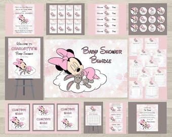 Pink Minnie Baby Shower Bundle: Editable Templates (Digital Download)
