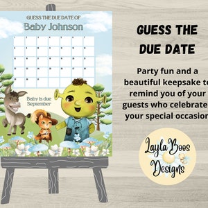 Jungen Shrek Baby Shower Erraten Sie das Fälligkeitsdatum, Shrek Baby Shower Spiele, Baby Shrek Erraten Sie das Fälligkeitsdatum