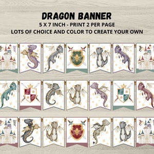 Mythical Dragon Party Banner, Dragon Banner, Dragon Bunting, Dragon Party Decor, Dragon Birthday Decor, Dragon Baby Shower Decor