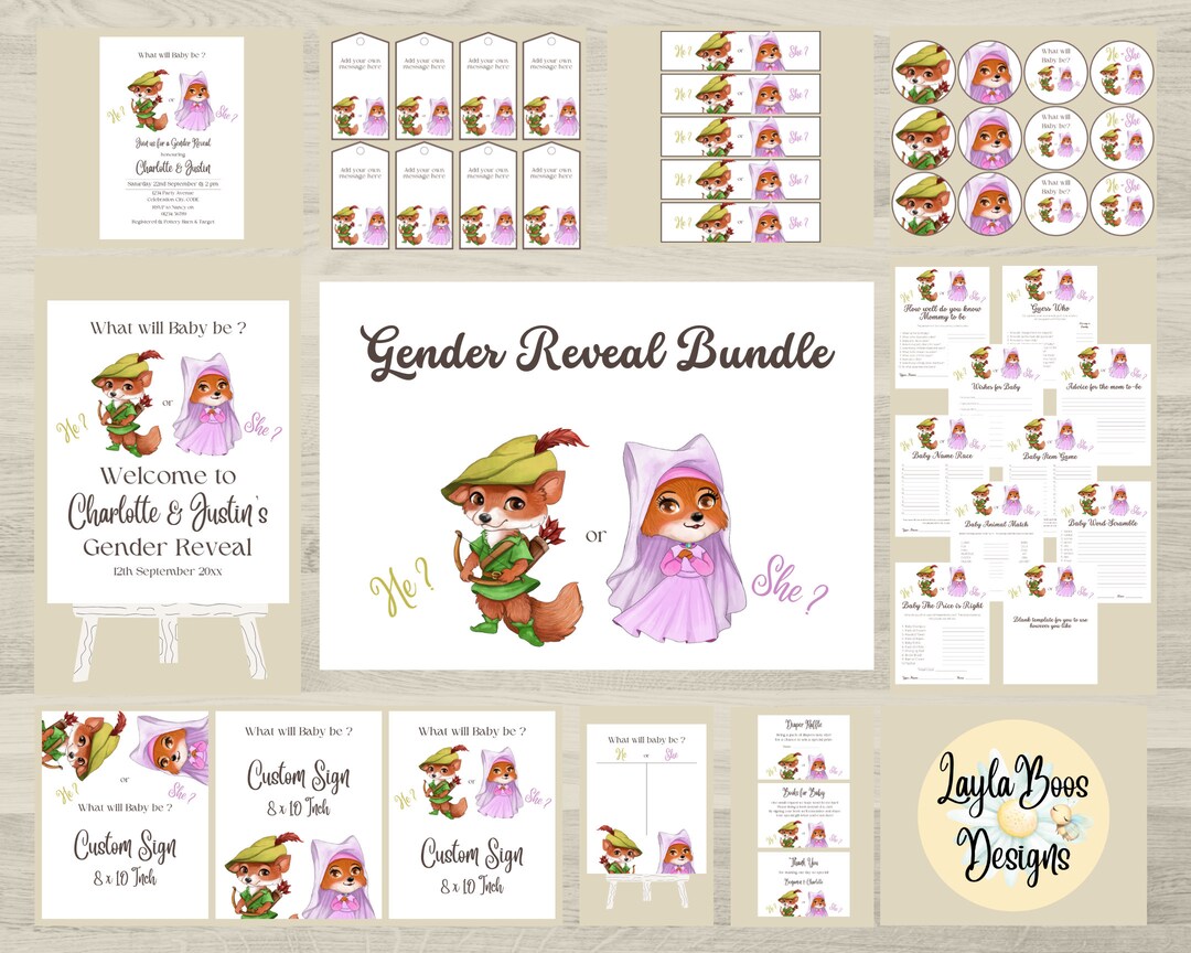 Robin Hood Gender Reveal Invitation Bundle (digital Templates) - Etsy