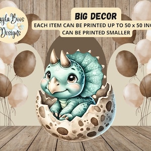 Recorte de cría de dinosaurio, decoración grande de dinosaurio, decoración de fiesta de dinosaurios, decoración de cumpleaños de dinosaurios, PNG de dinosaurio, archivos digitales instantáneos, huevo de dinosaurio