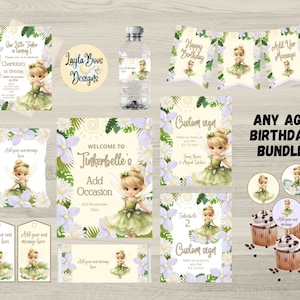 Tinkerbelle Birthday Party Decor: Bearbeitbares Feen-Bundle (Digitaler Download)