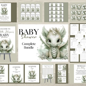 Sage Green Dragon Baby Shower Bundle (Digital Download)
