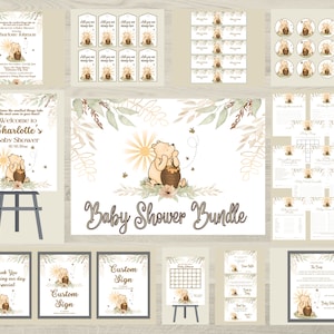 Vintage Winnie Puuh Baby Shower Einladungen Bundle (Digitale Vorlagen)