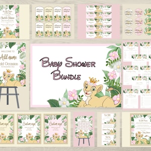 Pink Nala Baby Shower Bundle, Lion King Princess Nala Shower Invitation Bundle, Nala Baby Shower Decor