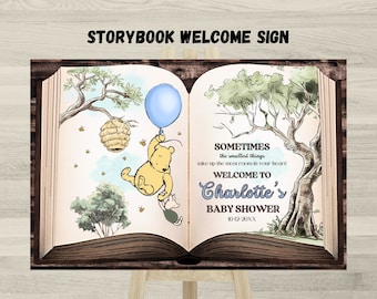 Winnie The Pooh Storybook Welcome Sign: Baby Shower (Digital Download)