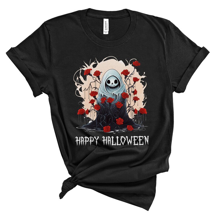 Ghost Halloween Tshirt, Funny Halloween Shirt, Spiderweb Shirt, Rose Tshirt, Ghost And Rose Halloween Tshirt