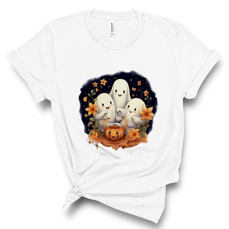 Happy Halloween, Retro Spooky Season, Floral Ghost Shirt, Halloween Ghost Tshirt, Floral Ghost Shirt, Halloween Crewneck Tshirt