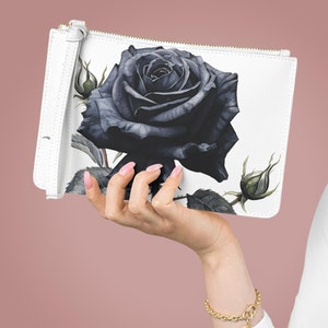 Black Rose Clutch Bag, Rosa Baccara Pochette, black floral allure, gothiccore style, artistic floral, naturecore vibes #0607 BFLBAG1CLT