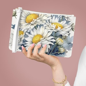 Daisy clutch, Marguerite Pochette, witte bloemsierkunst, vintage charme, naturecore-decor, cottagecore bloemenaccent #0586 BFLBAG1CLT
