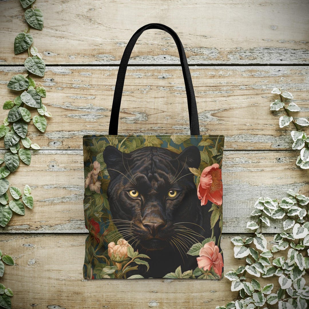 Black Panther Tote Bag - William Morris Inspired Shoulder Tote