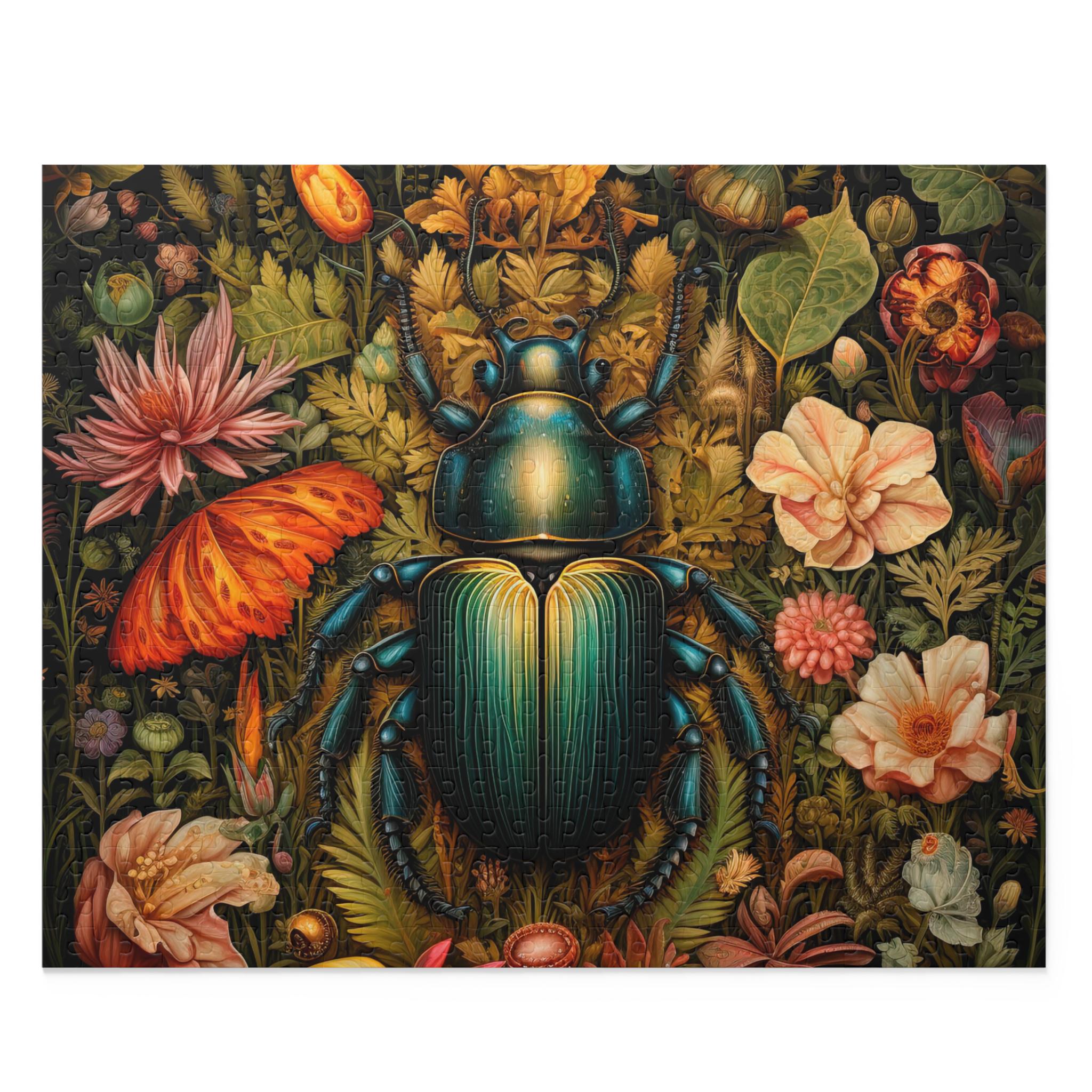 【レトロ】THE BEETLES OF THE WORLD 3Dカード Scarab Beetle Jigsaw Puzzle, William Morris Inspired Egyptian