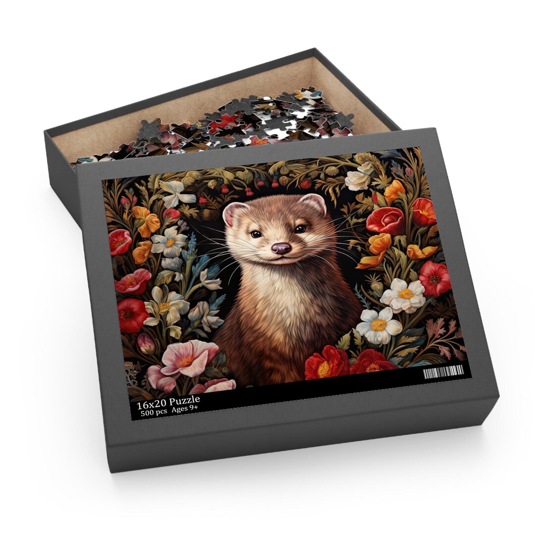 Weasel Jigsaw Puzzle, William Morris Inspired Ferret, Victorian