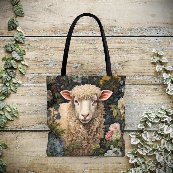 Sheep Tote Bag - William Morris Inspired Shoulder Tote