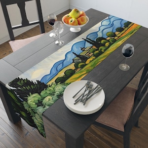 Van Gogh Table Runner Inspired, Post-Impressionist Dining Decor, Neo-Impressionism Landscape, Modern Art Table Runner, Van Gogh #0391 AMSTRN
