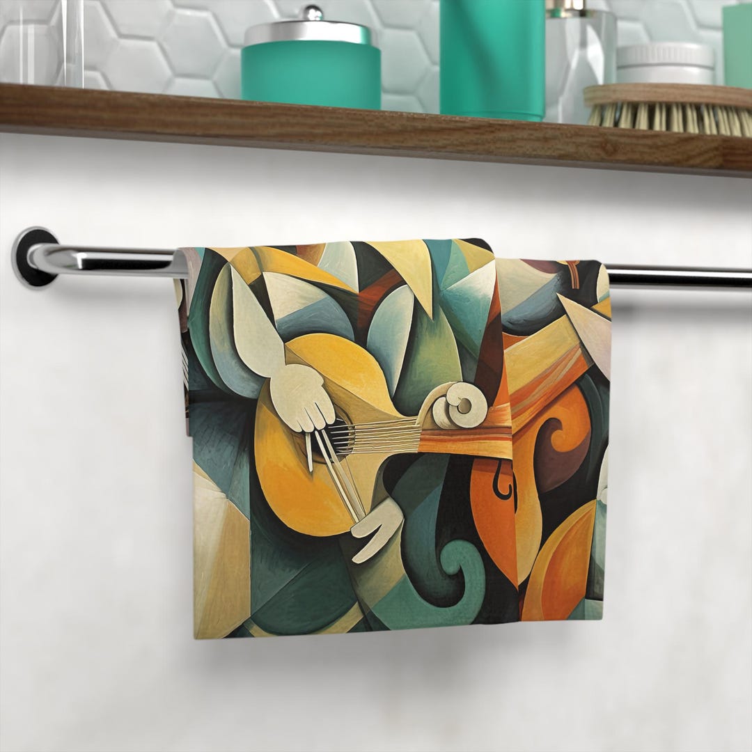 Cubism Bathing Mid Century Surrealist Bath Towels Set, Inspired by Pablo Picasso ...